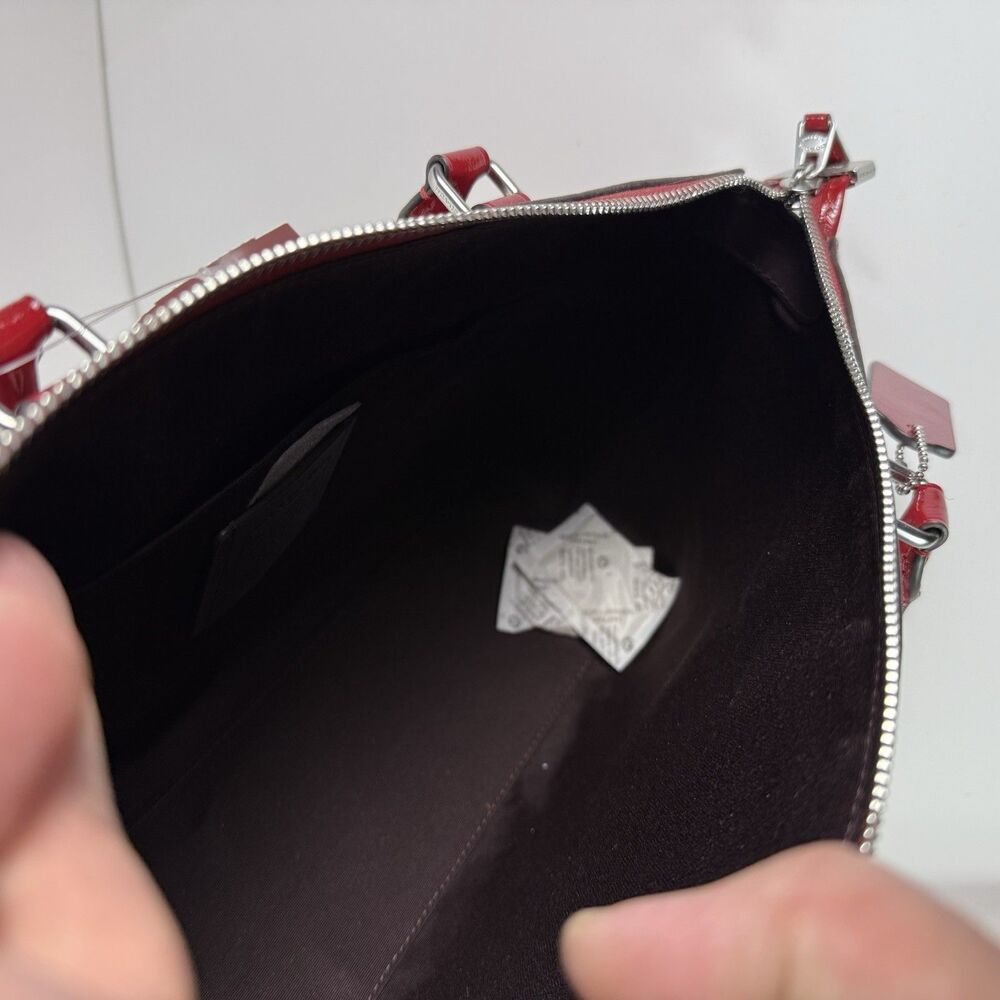 NWT Coach Georgia Satchel Bag Silver/Red CV942 NWT - Picture 9 of 16